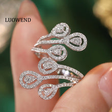 Load image into Gallery viewer, LUOWEND 18K White Gold Real Natural Diamond Ring for Women
