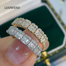 Load image into Gallery viewer, LUOWEND 18K White/Yellow Gold Fine Jewelry Real Natural Diamond Ring for Women
