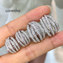 Load image into Gallery viewer, LUOWEND 18K White Gold Fine Jewelry Large Size Real Natural Diamond Earring for Women
