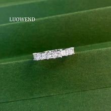 Load image into Gallery viewer, LUOWEND 18K White Gold Natural Diamond Ring for Women
