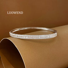 Load image into Gallery viewer, LUOWEND 18K White Gold Natural Diamond Bangle for Women
