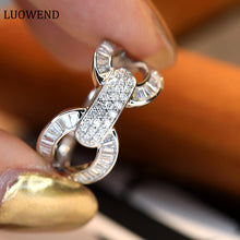 Load image into Gallery viewer, LUOWEND 18K White Gold Real Natural Diamond Ring for Women
