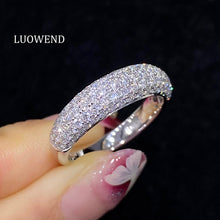 Load image into Gallery viewer, LUOWEND 18K White Gold Real Natural Diamond Ring for Women
