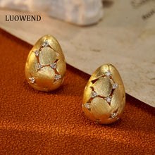 Load image into Gallery viewer, LUOWEND 18K Yellow Gold Real Natural Diamond Stud Earrings for Women
