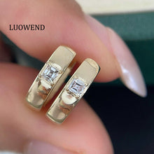 Load image into Gallery viewer, LUOWEND 18K White/Yellow Gold Fine Jewelry Real Natural Diamond Earrings for Women
