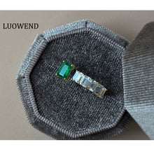 Load image into Gallery viewer, LUOWEND 18K Yellow Gold Natural Emerald Ring for Women

