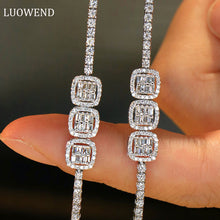 Load image into Gallery viewer, LUOWEND 18K White Gold Real Natural Diamond Bracelet for Women
