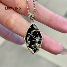 Load image into Gallery viewer, LUOWEND 18K Yellow Gold Natural Diamond&amp;Black Onyx Pendant for Women
