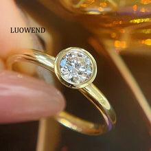 Load image into Gallery viewer, LUOWEND 18K Yellow Gold Fine Jewelry Real Natural Diamond Ring for Women
