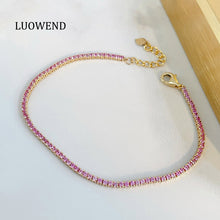 Load image into Gallery viewer, LUOWEND 18K Yellow Gold Natural Pink Sapphire Bracelet for Women
