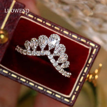 Load image into Gallery viewer, LUOWEND 18K White Gold Real Natural Diamond Ring for Women
