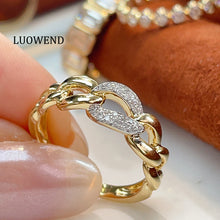 Load image into Gallery viewer, LUOWEND 18K White+Yellow Gold Fine Jewelry Real Natural Diamond Ring for Women
