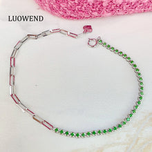 Load image into Gallery viewer, LUOWEND 18K White Gold Fine Jewelry Natural Tsavorite Bracelet for Women
