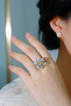Load image into Gallery viewer, LUOWEND 18K White Gold Natural Yellow Diamond Ring for Women
