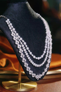 LUOWEND 18K White Gold Real Natural Diamond Necklace for Women