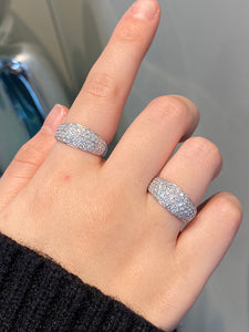 LUOWEND 18K White Gold Natural Diamond Ring for Women
