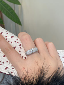 LUOWEND 18K White Gold Natural Diamond Ring for Women