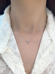 LUOWEND 18K Yellow Gold Natural Diamond Necklace for Women