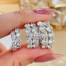 Load image into Gallery viewer, LUOWEND 18K White/Yellow Gold Fine Jewelry Real Natural Diamond Hoop Earrings for Women
