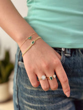 Load image into Gallery viewer, LUOWEND 18K Yellow Gold Fine Jewelry Real Natural Emerald Bracelet for Women
