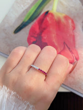 Load image into Gallery viewer, LUOWEND 18K White Gold Fine Jewelry Natural Ruby Ring for Women
