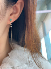 Load image into Gallery viewer, LUOWEND 18K Yellow Gold Fine Jewelry Real Natural Emerald Earrings for Women
