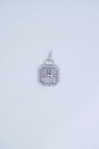 LUOWEND 18K White Gold Real Natural Diamond Pendant Necklace for Women