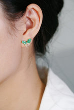 Load image into Gallery viewer, LUOWEND 18K Yellow Gold Real Natural Diamond and Emerald Earrings for Women
