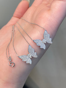 LUOWEND 18K White Gold Natural Diamond Necklace for Women