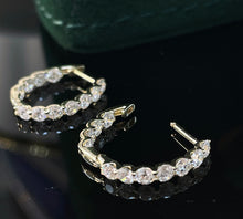 Load image into Gallery viewer, LUOWEND 18K White/Yellow Gold Fine Jewelry Real Natural Diamond Earrings for Women
