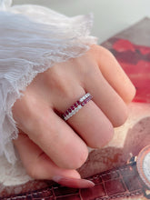 Load image into Gallery viewer, LUOWEND 18K White Gold Fine Jewelry Natural Ruby Ring for Women
