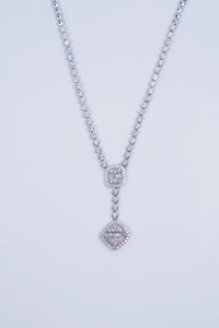 LUOWEND 18K White Gold Real Natural Diamond Necklace for Women