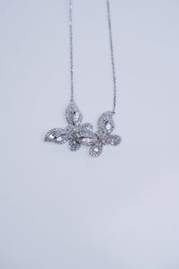 LUOWEND 18K White Gold Real Natural Diamond Pendant Necklace for Women