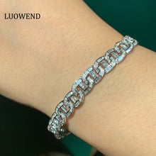 Load image into Gallery viewer, LUOWEND 18K White Gold Real Natural Diamond Bracelet for Women
