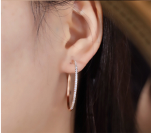 Load image into Gallery viewer, LUOWEND 18K Yellow or Rose Gold Natural Diamond Hoop Earrings for Women
