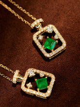 Load image into Gallery viewer, LUOWEND 18K Yellow Gold Fine Jewelry Natural Emerald Necklace for Women
