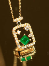 Load image into Gallery viewer, LUOWEND 18K Yellow Gold Fine Jewelry Natural Emerald Necklace for Women
