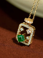 Load image into Gallery viewer, LUOWEND 18K Yellow Gold Fine Jewelry Natural Emerald Necklace for Women
