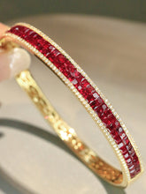Load image into Gallery viewer, LUOWEND 18K Yellow Gold Fine Jewelry Natural Ruby Bangle for Women
