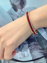 Load image into Gallery viewer, LUOWEND 18K Yellow Gold Fine Jewelry Natural Ruby Bangle for Women
