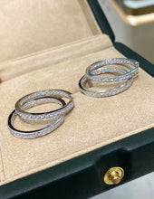 Load image into Gallery viewer, LUOWEND 18K White Gold Fine Jewelry Real Natural Diamond Hoop Earrings for Women
