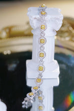 Load image into Gallery viewer, LUOWEND 18K White Gold Fine JEWELRY Real Natural Yellow Diamond Bracelet for Women
