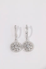 Load image into Gallery viewer, LUOWEND 18K White Gold Real Natural Diamond Earrings for Women
