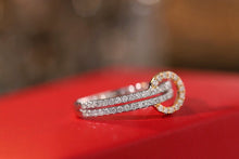 Load image into Gallery viewer, LUOWEND 18K White and Yellow Gold Real Natural Diamond Ring for Women
