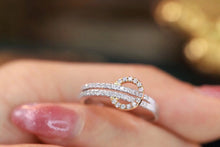 Load image into Gallery viewer, LUOWEND 18K White and Yellow Gold Real Natural Diamond Ring for Women
