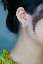 Load image into Gallery viewer, LUOWEND 18K White Gold Natural Pink Diamond Earrings for Women
