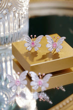 Load image into Gallery viewer, LUOWEND 18K White Gold Natural Pink Diamond Earrings for Women
