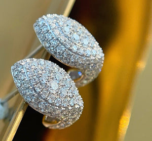 LUOWEND 18K White Gold Natural Diamond Earrings for Women