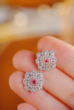 Load image into Gallery viewer, LUOWEND 18K White Gold Natural Pink Diamond Earrings for Women
