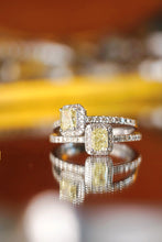 Load image into Gallery viewer, LUOWEND 18K White Gold Natural Yellow Diamond Ring for Women
